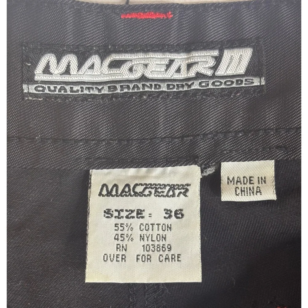Vintage MacGear Wide Leg Rave Pants Black Red Reflective Cyber Goth Y2K Size 36